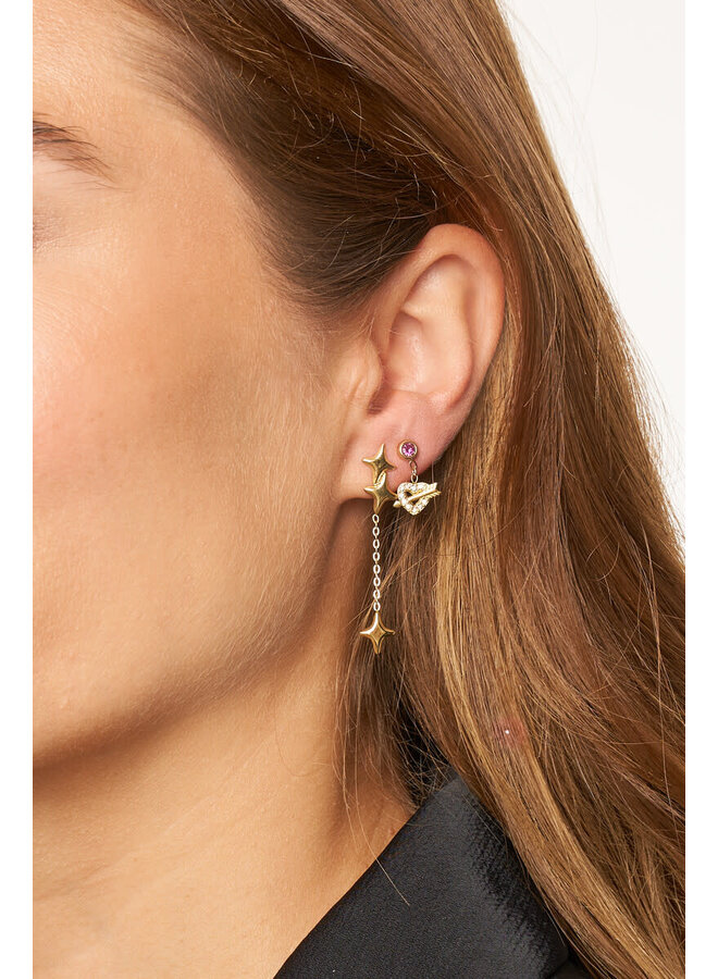 Minimalistische Oorhangers Hart met Pijl en Boog Goud