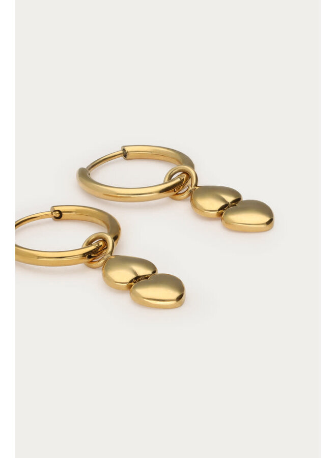Minimalistische Oorringen met Dubbele Hartjes Goud