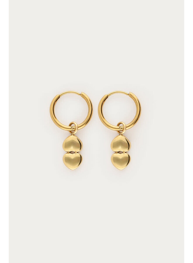 Minimalistische Oorringen met Dubbele Hartjes Goud