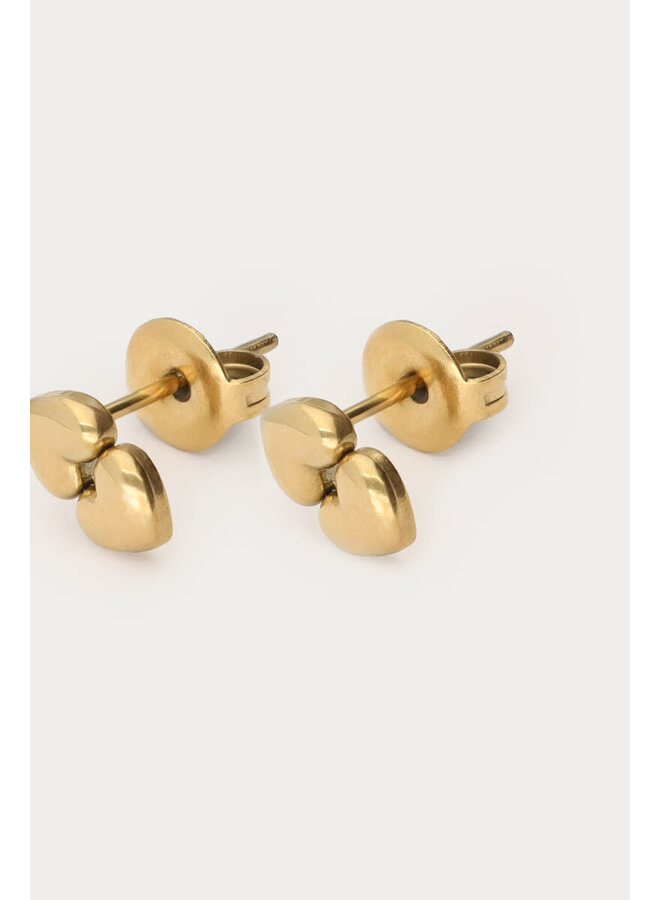 Minimalistische Studs Dubbel Hartje Goud