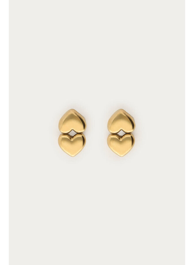 Minimalistische Studs Dubbel Hartje Goud