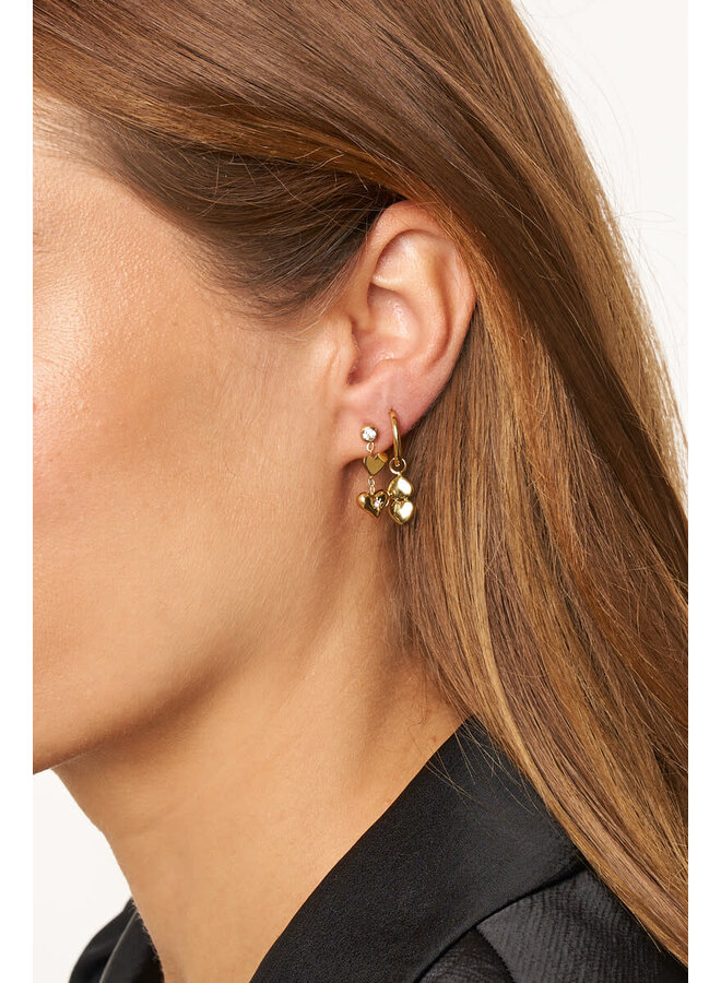 Minimalistische Oorhangers met Hartjes en Strass Goud