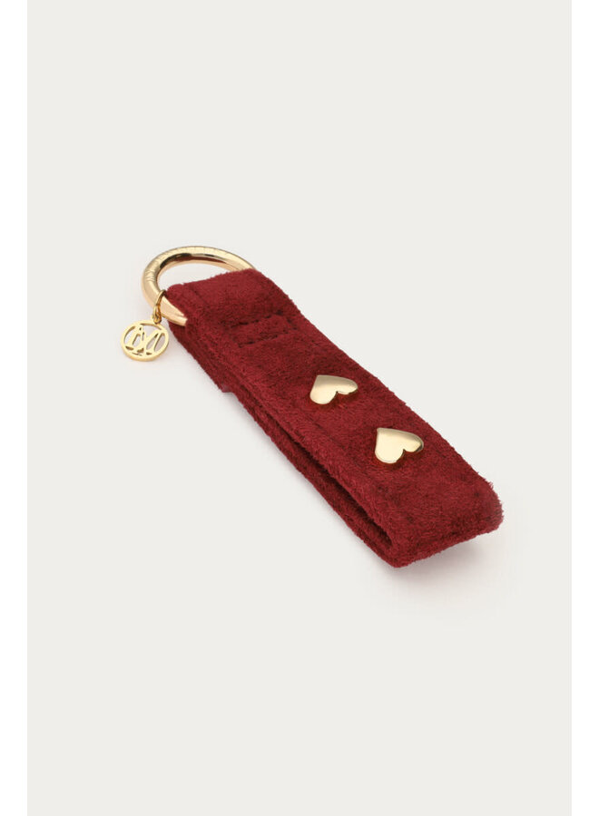 Burgundy Sleutelhanger in Suède Look met Hartjes