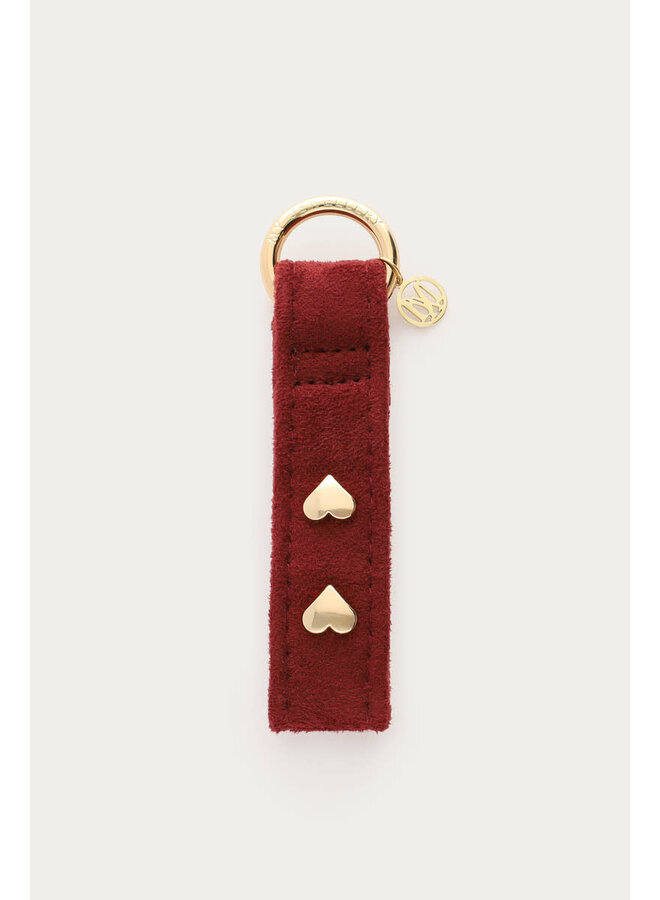 Burgundy Sleutelhanger in Suède Look met Hartjes