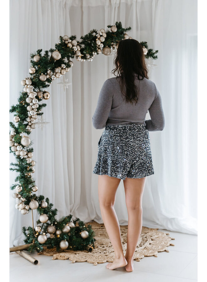 Lana Glitter Shorts Silver