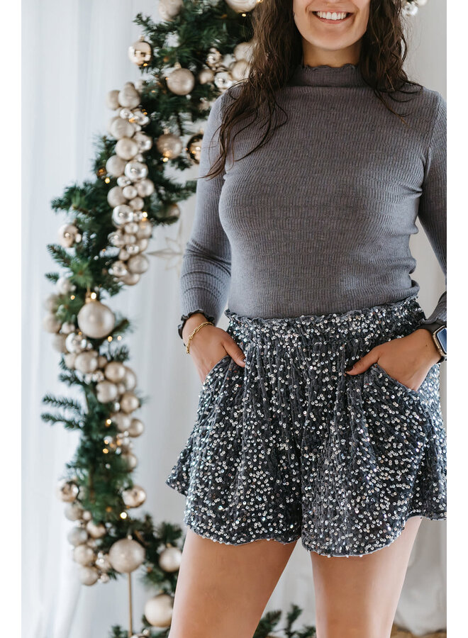 Lana Glitter Shorts Silver