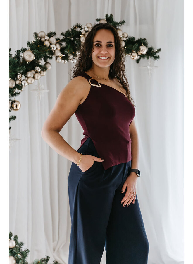 Soraya One Shoulder Top Burgundy