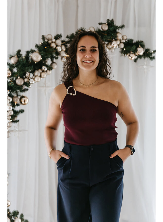 Soraya One Shoulder Top Burgundy