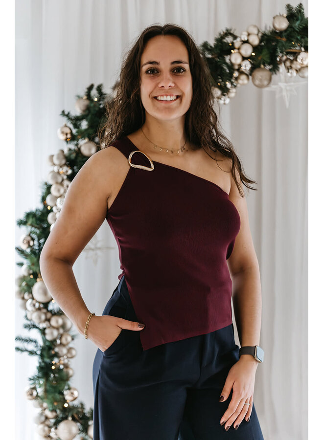 Soraya One Shoulder Top Burgundy