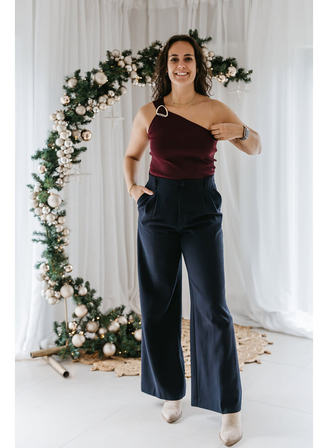 Soraya One Shoulder Top Burgundy