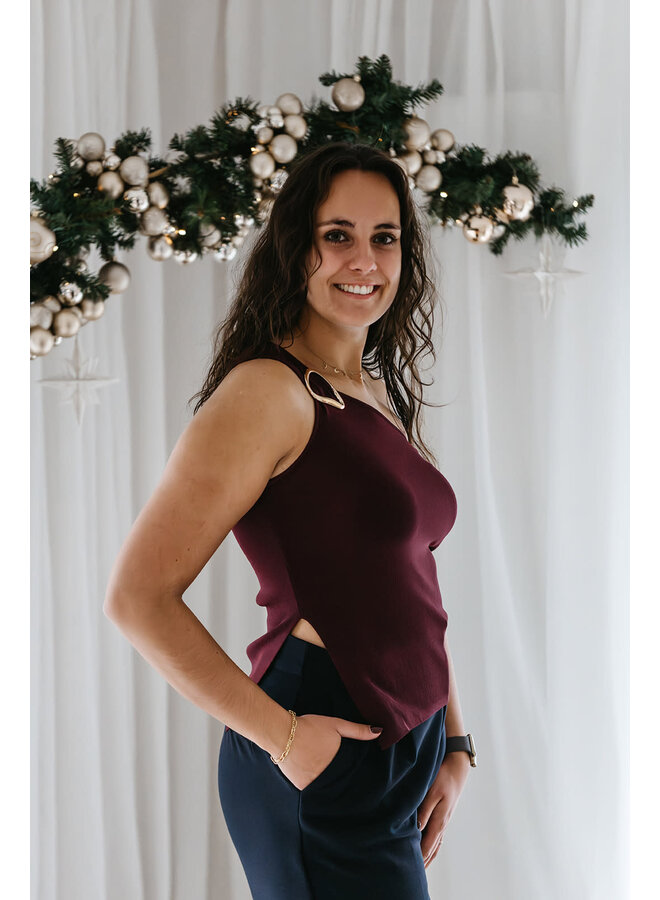 Soraya One Shoulder Top Burgundy