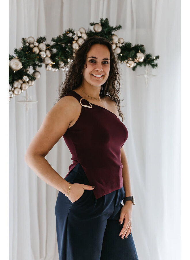 Soraya One Shoulder Top Burgundy