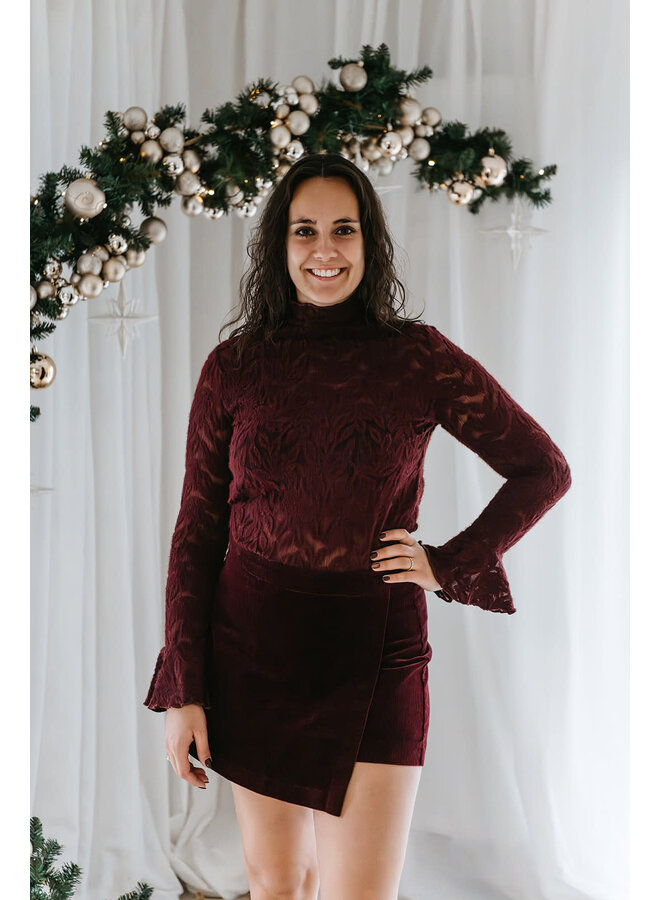 Orelle Velour Skort Burgundy