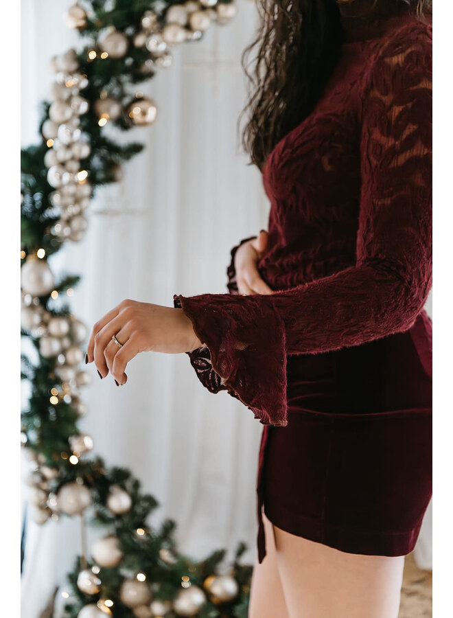 Orelle Velour Skort Burgundy