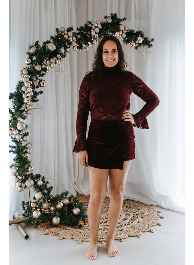 Orelle Velour Skort Burgundy