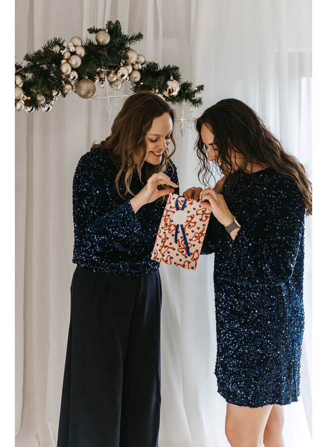 Florence Glitter Bow Blouse Blue