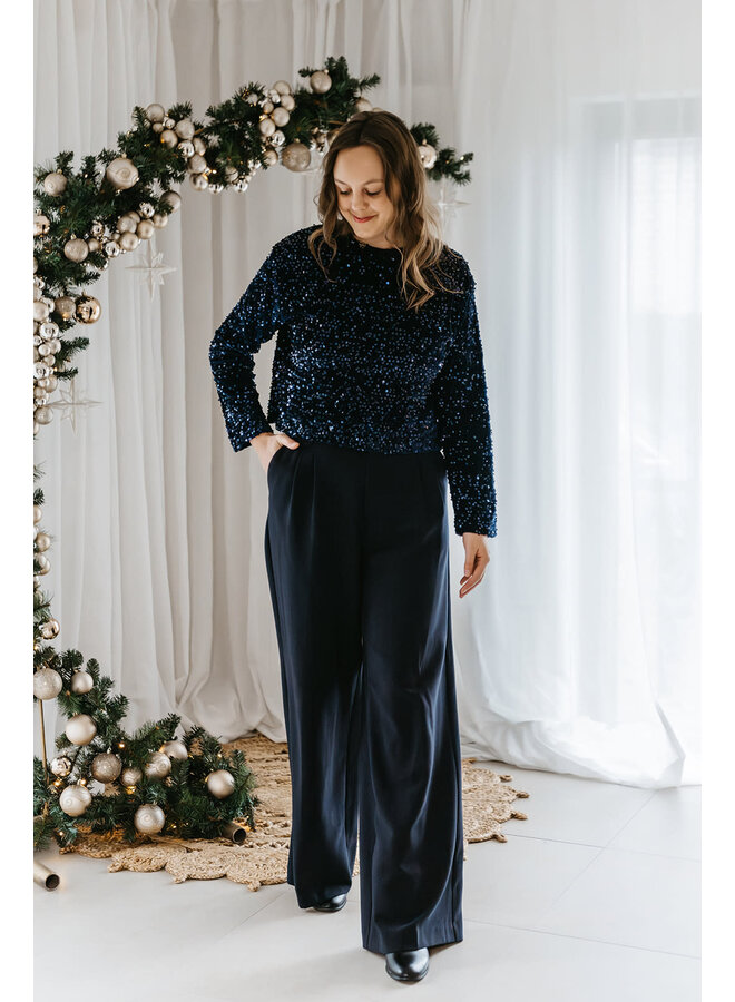 Florence Glitter Bow Blouse Blue