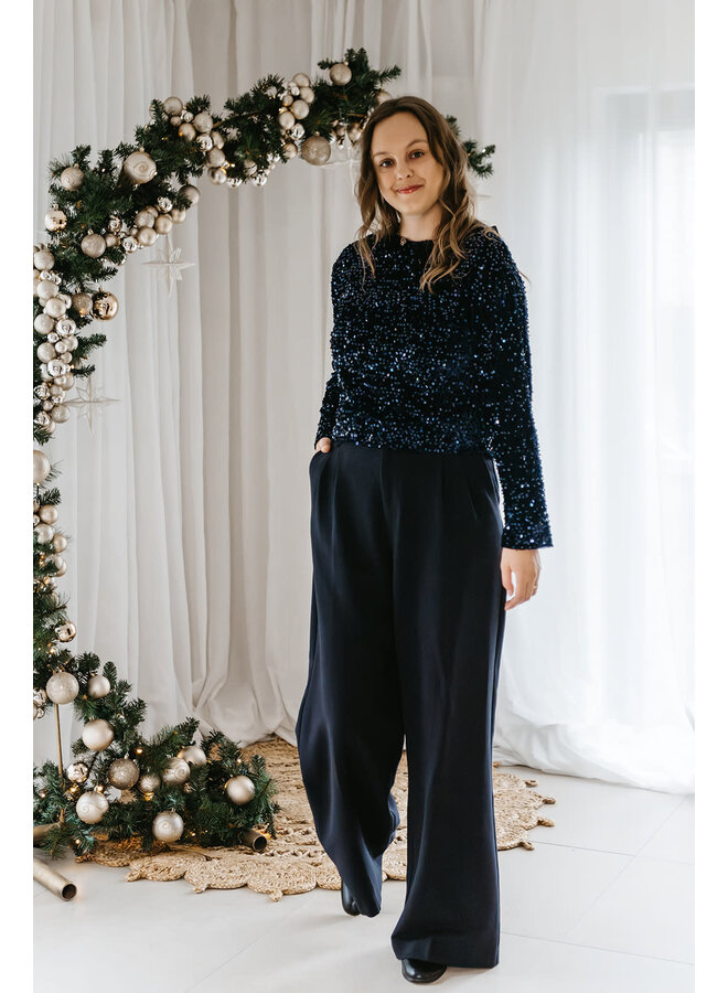 Florence Glitter Bow Blouse Blue