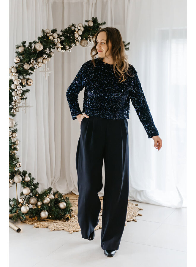 Florence Glitter Bow Blouse Blue