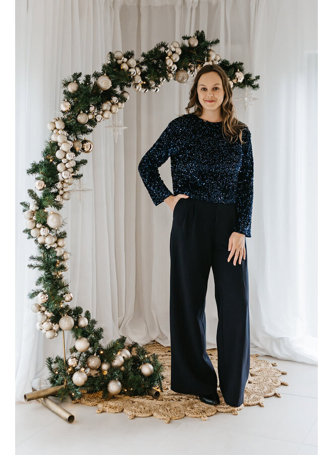 Florence Glitter Bow Blouse Blue