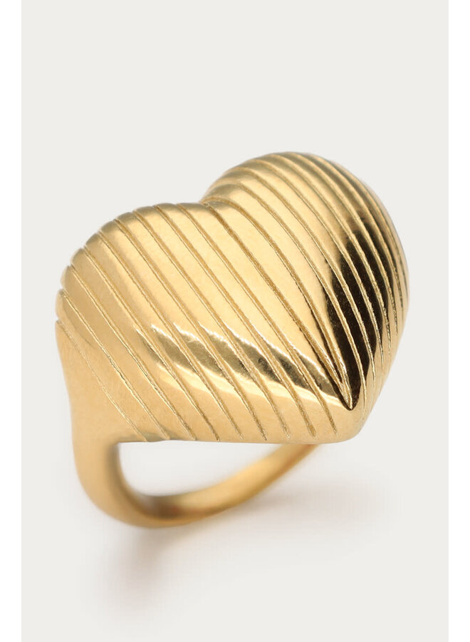 Ring Ribbel Hartvormig Goud