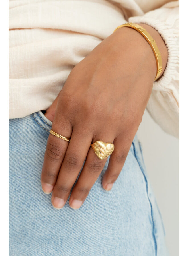 Ring Ribbel Hartvormig Goud