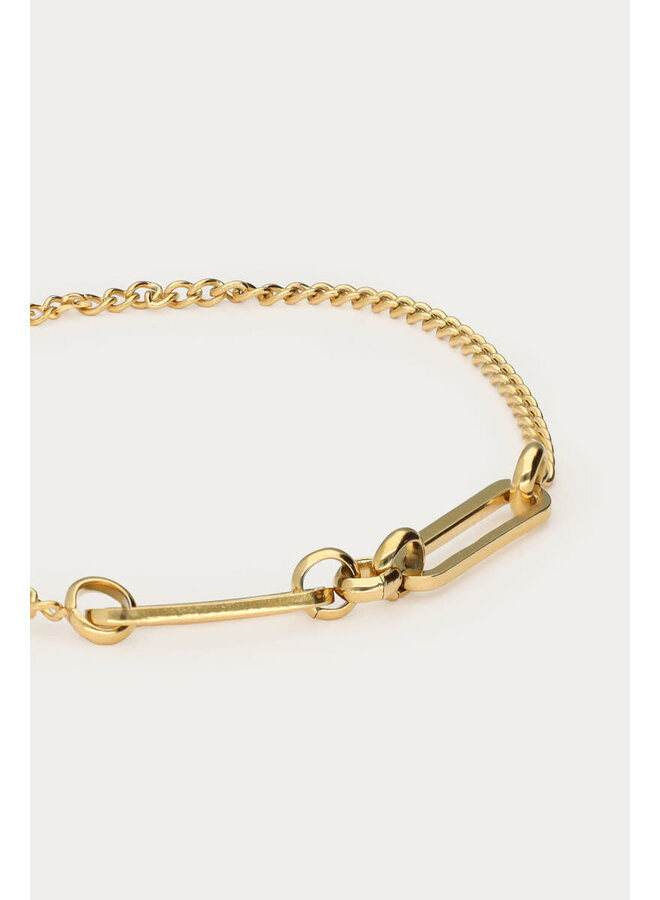 Minimalistische Armband met Twee Ovalen Schakels Goud