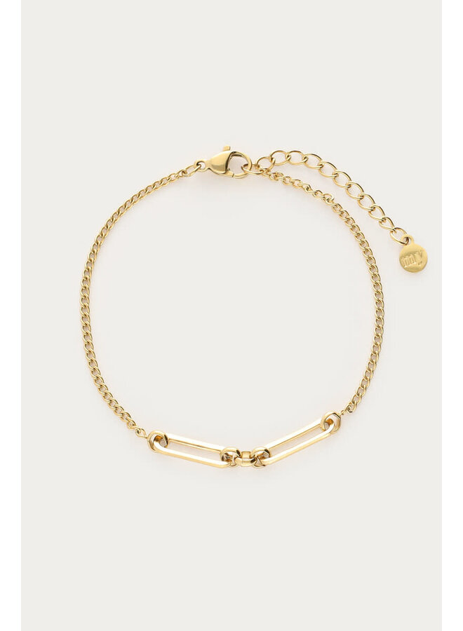 Minimalistische Armband met Twee Ovalen Schakels Goud