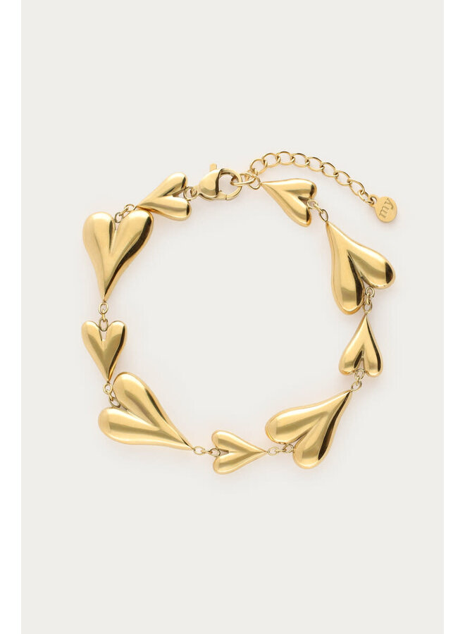 Armband met Kleine en Grote Hartjes Goud