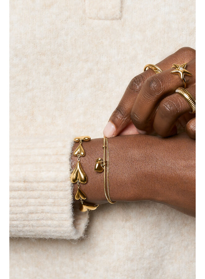 Armband met Kleine en Grote Hartjes Goud