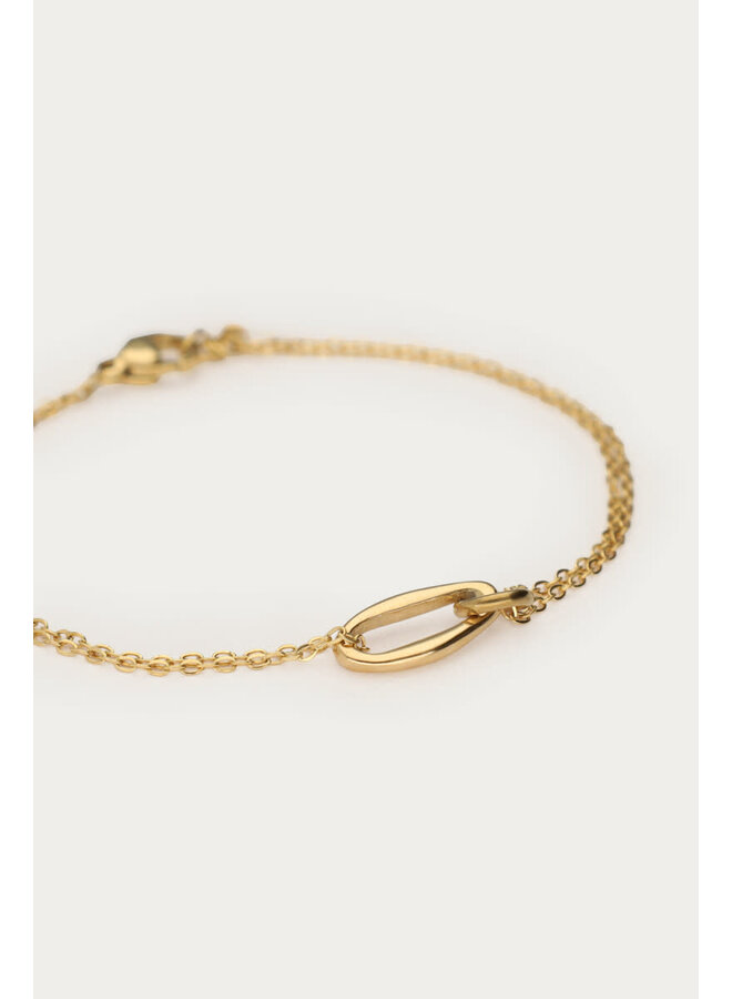 Minimalistische Dubbele Armband met Ovalen Schakel Goud