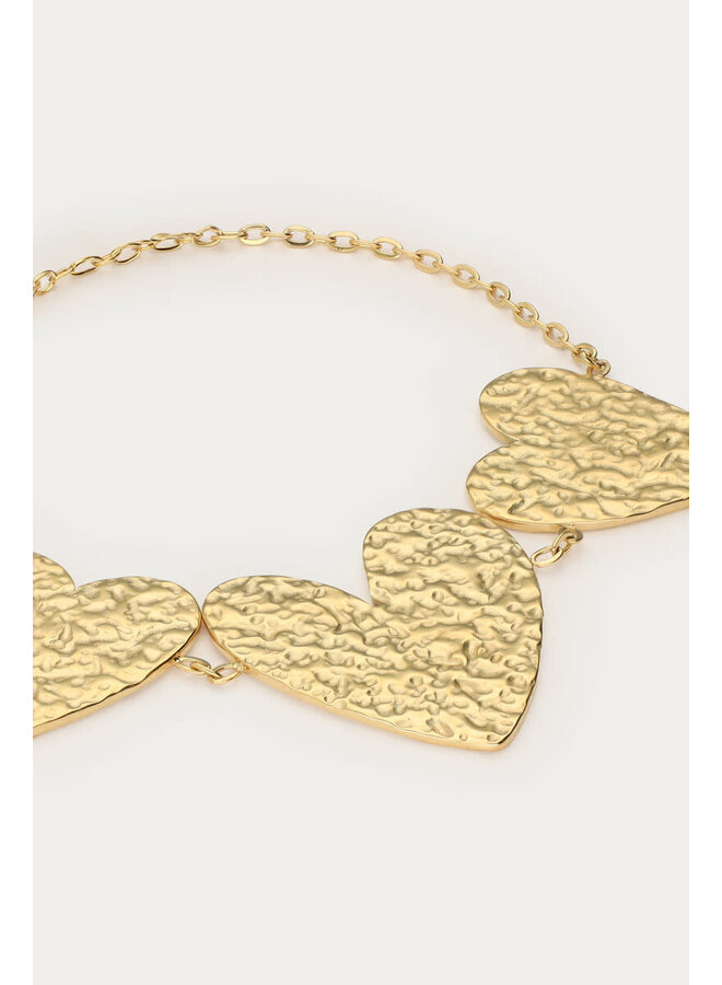 Armband met Hartjes 'Hammered' Goud