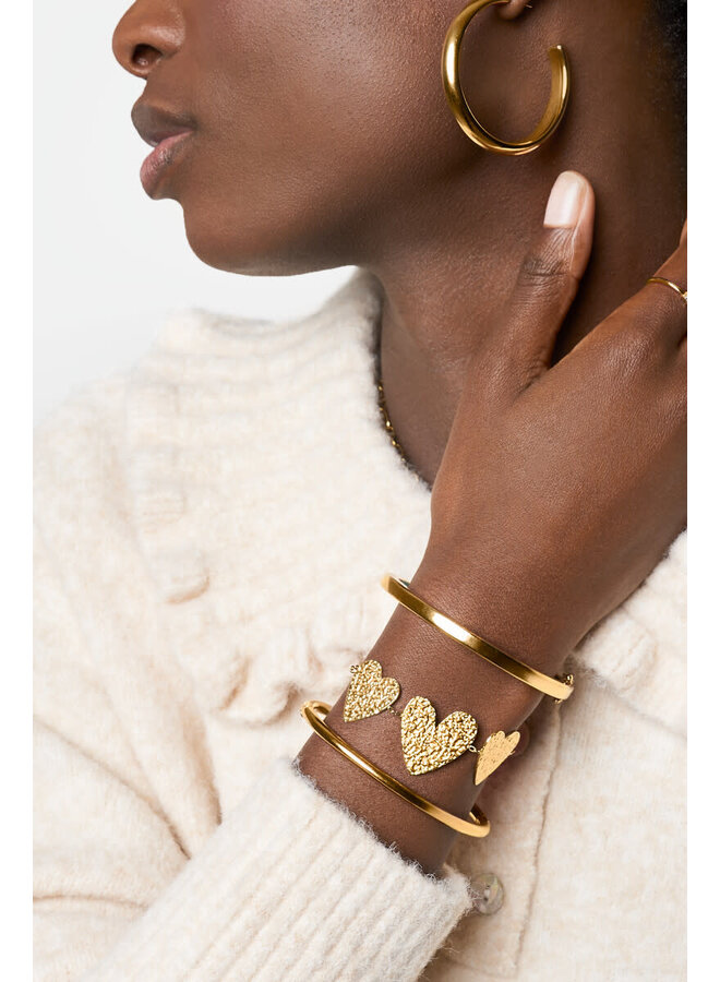Armband met Hartjes 'Hammered' Goud