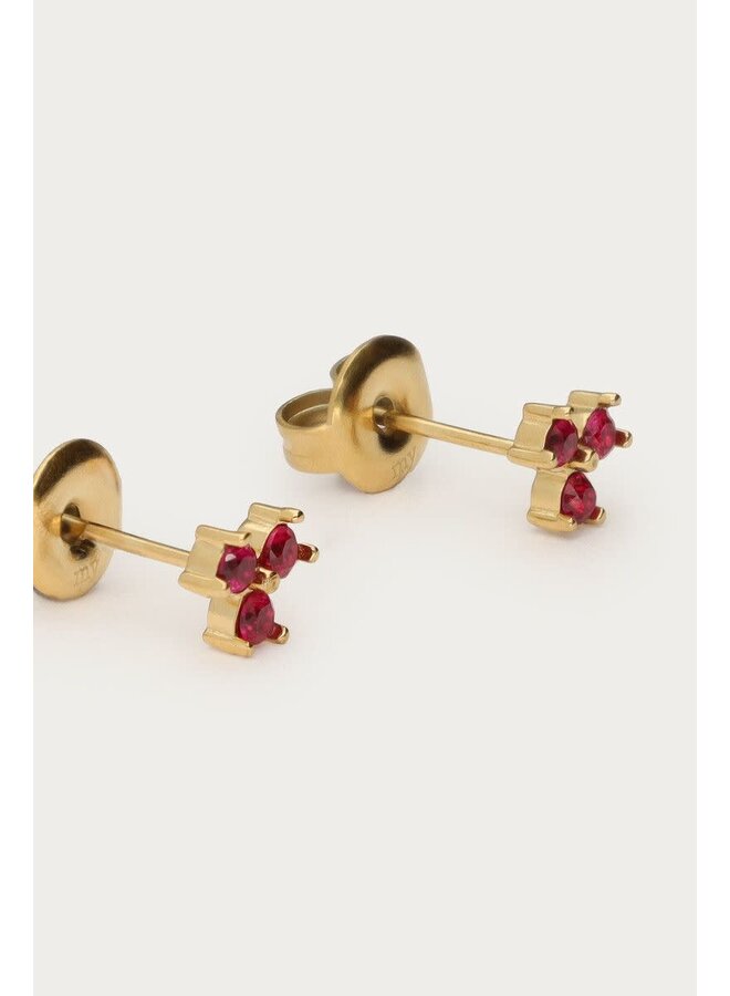 Studs met Roze Triple Strass Goud