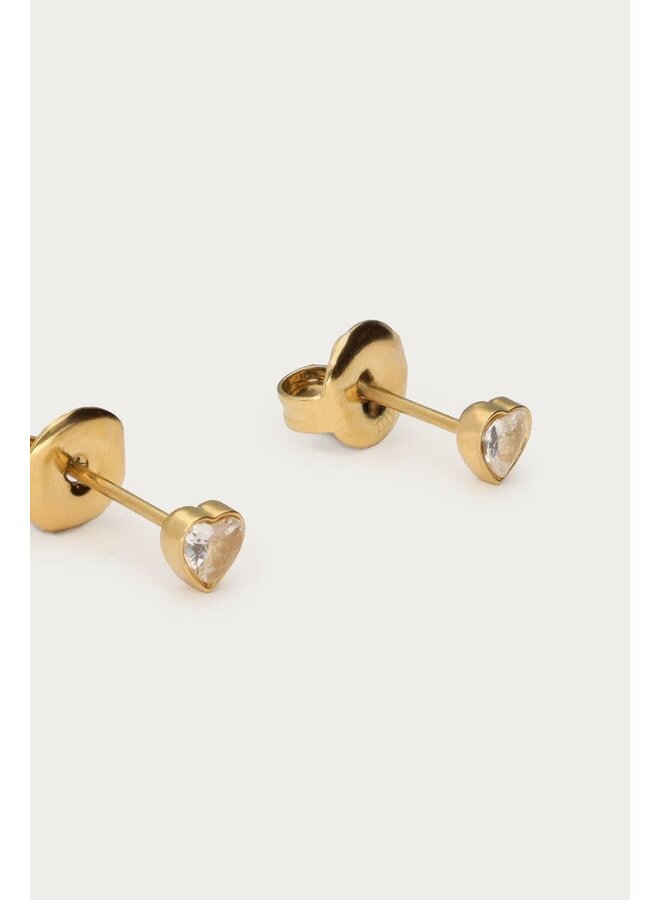 Studs met Transparant Strass Hartje Goud
