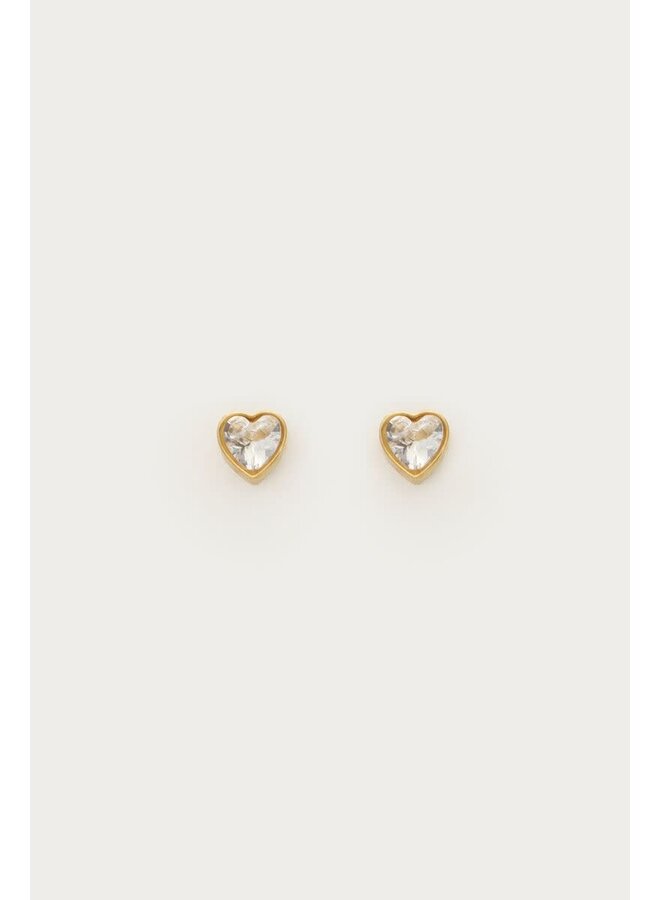 Studs met Transparant Strass Hartje Goud