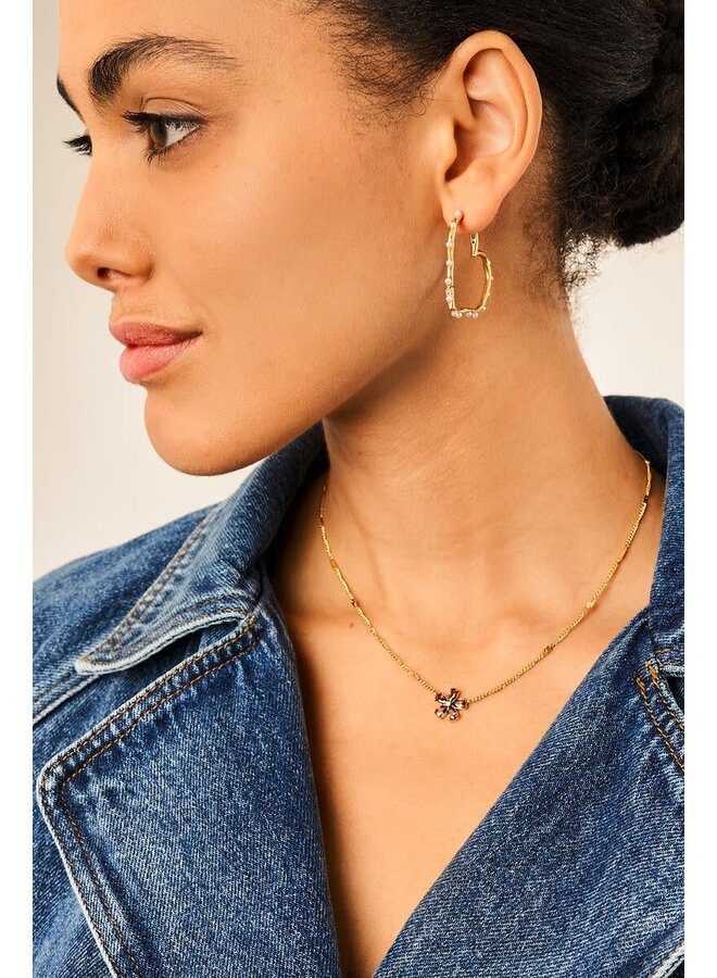 Hartjes Oorringen met Imitatieparels Goud