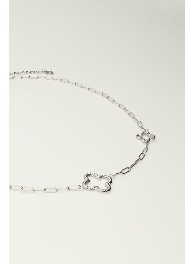 Schakelketting met Klavers Zilver
