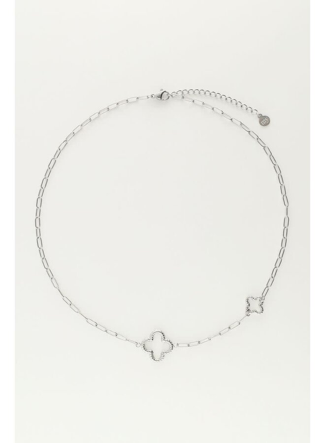 Schakelketting met Klavers Zilver