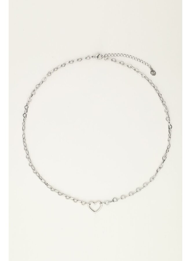 Schakelketting met Klein Open Hart Bedel Zilver