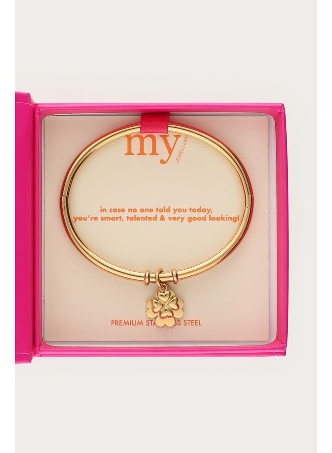 Gratitude Bangle met Klavers Goud