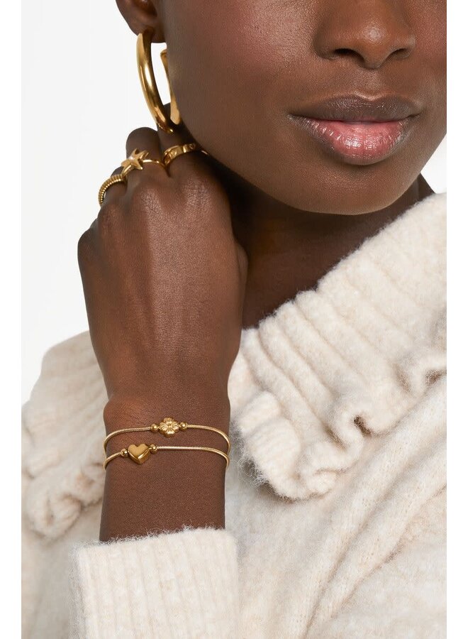 Gratitude Dubbele Armband Hart en Klaver Goud