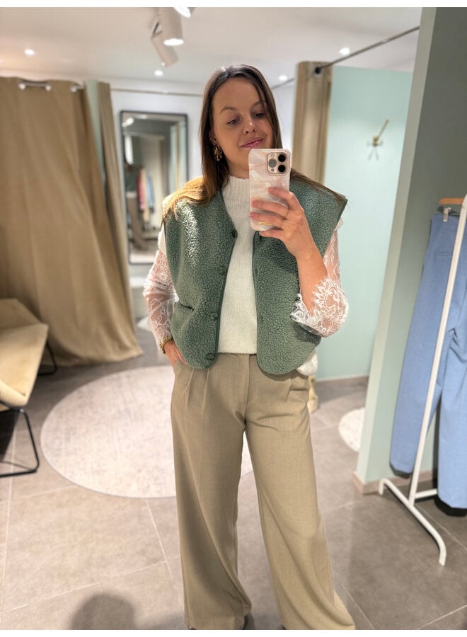 Jill Teddy Vest Green