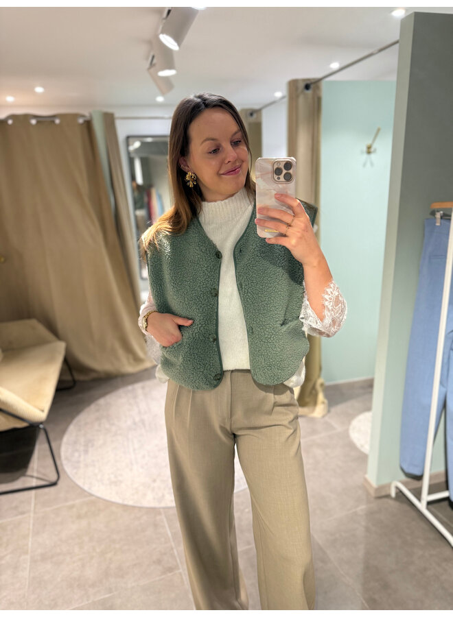 Jill Teddy Vest Green