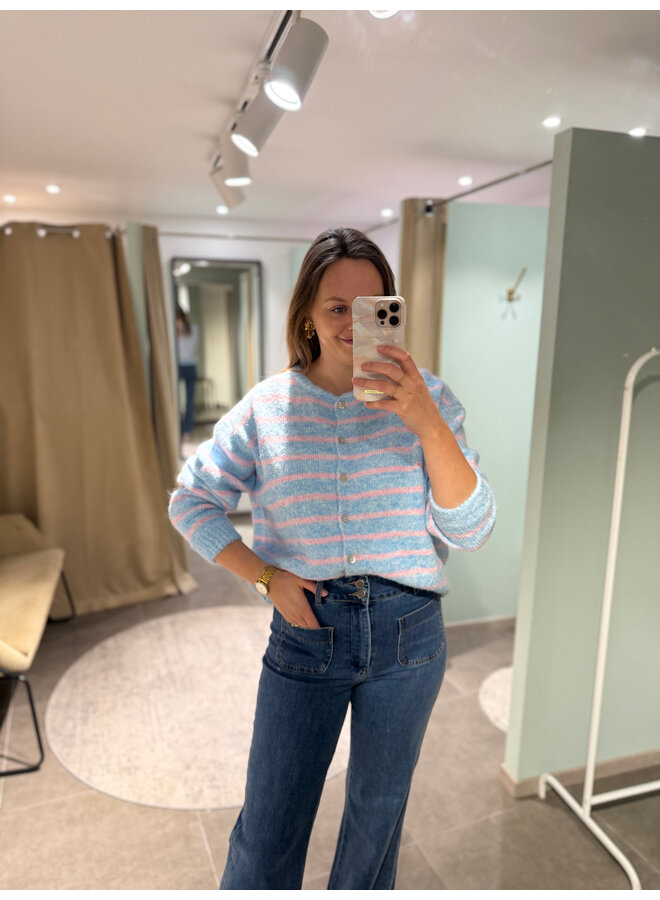 Lana Striped Cardigan Blue