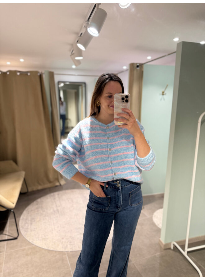Lana Striped Cardigan Blue
