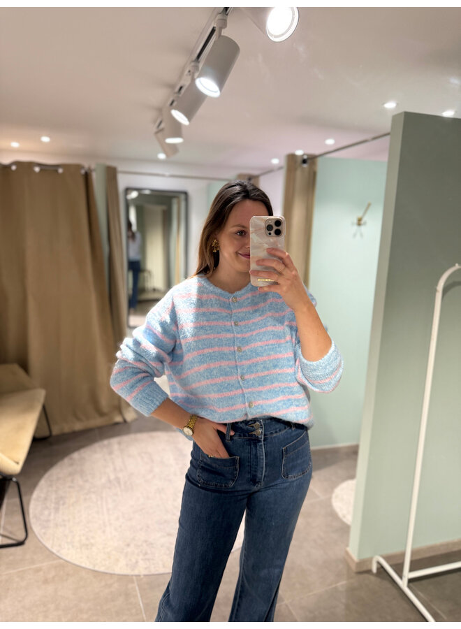Lana Striped Cardigan Blue