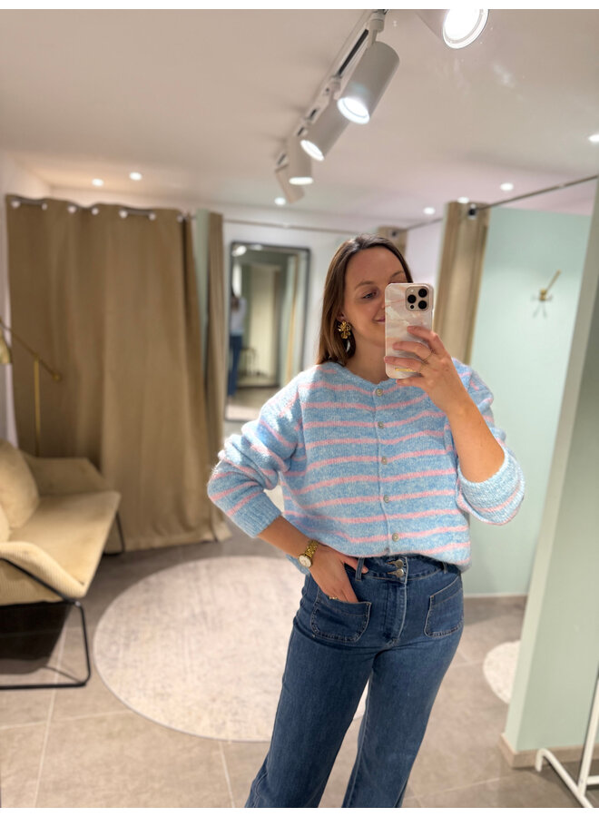 Lana Striped Cardigan Blue