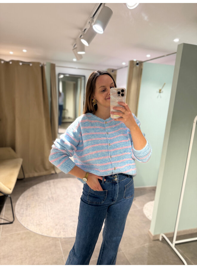 Lana Striped Cardigan Blue