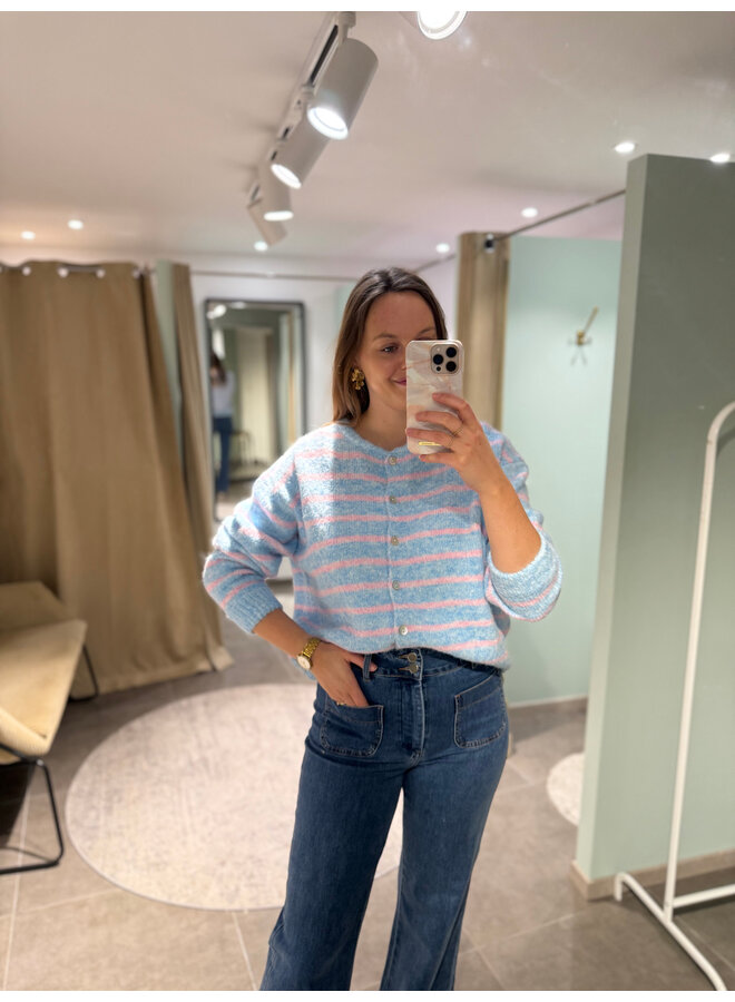 Lana Striped Cardigan Blue